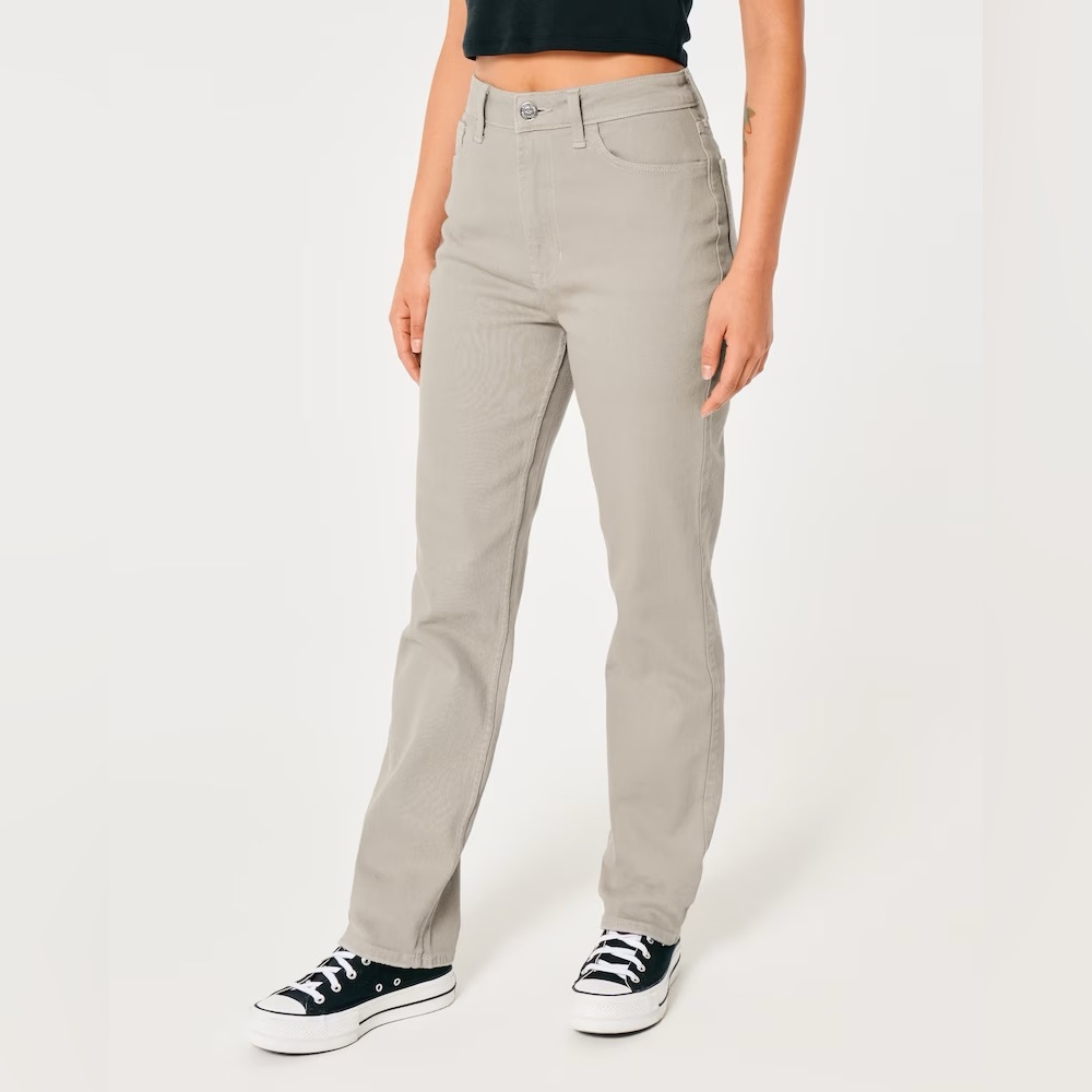 NEW Hollister ULTRA HIGH-RISE DARK WASH 90S SPLIT HEM STRAIGHT JEANS SIZE 3